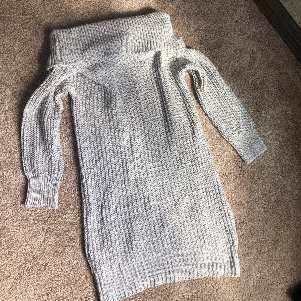 Off the shoulder knit sweater dress